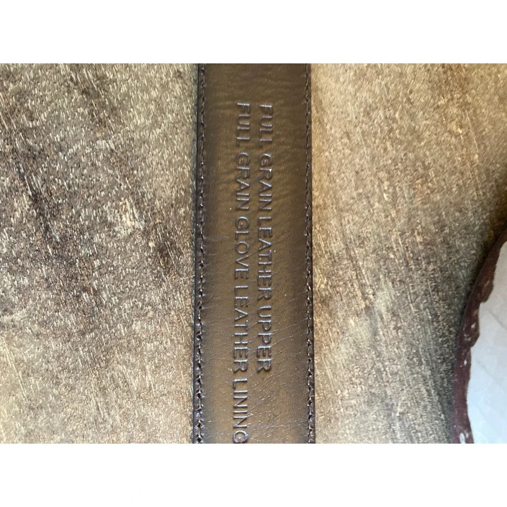 Roundtree & Yorke Men Brown Full Grain Leather Belt Embossed Metal Tip MB5015 40